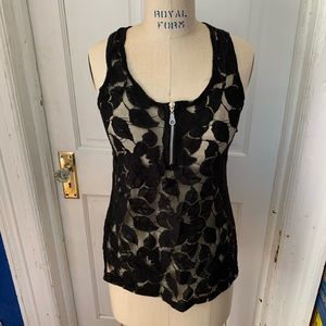 Black Lace zip Up tank